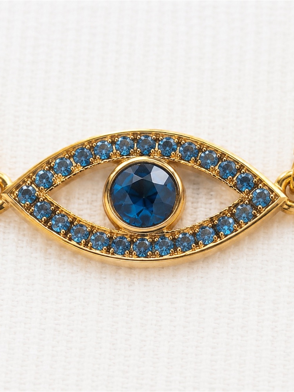 Zoetik Evil Eye Necklace Gold Tone Blue Crystal Boho Lucky Talisman Pendant - Picture 2 of 4